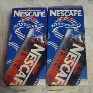 NESCAFE EXCELLA ネスカフェ エクセラ　アイス ペア オリジナルグラス 硝子 コップ 450ml 2つ 1990~2000年製 ヴィンテージ 未使用