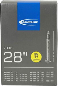 【正規品】 シュワルベ(SCHWALBE) 700×28/45Cチューブ 仏式 60㎜ロングバルブ 17SV-E.L