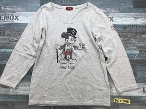 DISNEY ディズニー レディース スパンコール付 プリント ロンT 大きいサイズ LL 杢グレー