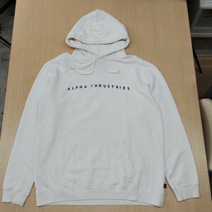 2312024 ALPHA INDUSTRIES アルファインダストリーズ ロゴタグ ロゴプリント 星条旗 パーカートレーナー スウェット エドウィン L 白系