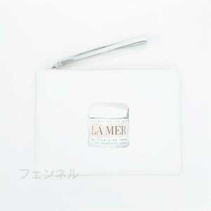 【新品未使用】DE LA MER ドゥ・ラ・メール クレーム 正規ノベルティ クリーム ジャー イラスト デザイン 合皮 ホワイトフラットポーチ 