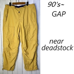 90s～00s 未使用品 オールドGAP テック系 ライトオンス ワイドイージーカーゴパンツ L～XL マスタード ギャップ ワイド ルーズ ポリ ●416