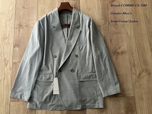 新品 定価1.3万円 COMME CA ISM コムサイズム【3ピースにもなる】ウォッシャブル ダブル スーツ ジャケット グレー Sサイズ