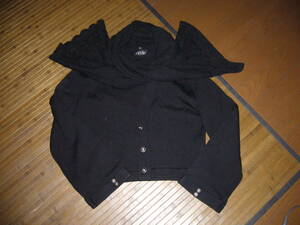 624-87♀： boutique NICOLE ブティックニコル　ショール付き　カーディガン　vintage　 ニット 長袖　size.F　色.黒　ビンテージ