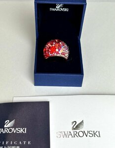 美品 SWAROVSKI スワロフスキー 指輪 リング シック 赤 ピンク レッド 58 15号