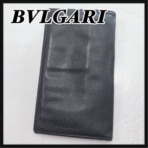 ☆BVLGARI☆ ブルガリ 長財布 財布 ウォレット ブラック 黒 レザー 本革 無地 シンプル ロゴ メンズ 男性 紳士 送料無料