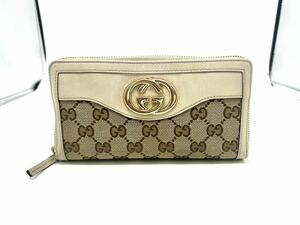 GUCCI グッチ 308012 2149 インターロッキングG GG柄 GGキャンバス ラウンドファスナー 長財布 ウォレット ブラウン系