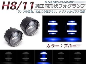 LEDデイライト内蔵★プロジェクターフォグランプ セレナ C26系 青 2個セット ライトキット ユニット 本体 後付け 交換