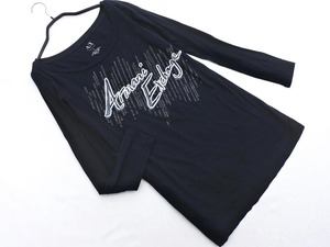 ネコポスOK ARMANI EXCHANGE アルマーニエクスチェンジ ロゴ プリント カットソー sizeS/黒 ■◇ ☆ fac1 メンズ