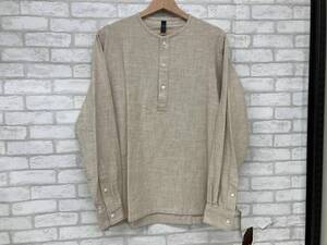 wjk co23c sleeping shirt ダブルジェイケー スリーピングシャツ メンズ ベージュ Mサイズ ノーカラーシャツ 長袖シャツ コットン