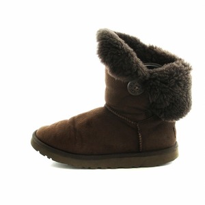 アグ オーストラリア UGG australia ベイリーボタン 2 BAILEY BUTTON II ムートンブーツ ショート ボア ロゴ スエード US8 25cm 茶