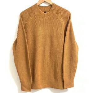 定番◎【UNIQLO】ユニクロ クルーネック ニットセーター モックネック カジュアル シンプル リブ トップス 茶系 メンズ サイズL /Y12740TT