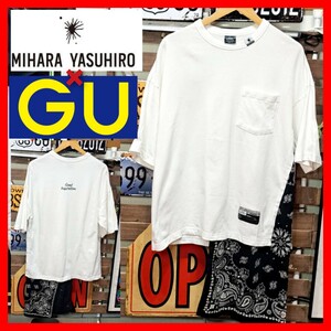 完売モデル　GU×MIHARAYASUHIRO ミハラヤスヒロ　ペイズリー　バンダナ　胸ポケット　半袖Tシャツ　Ｍ　ホワイト