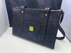 MCM■エムシーエム 総柄 トートバッグ ブラック■中古品