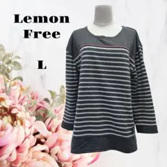 Lemon Free【L】カジュアルニットセーター♡ボーダー♡体型隠し♡グレー