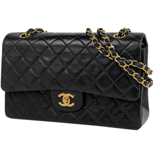 シャネル CHANEL マトラッセ Wフラップ チェーン ショルダーバッグ ココマーク ショルダーバッグ レザー ブラック A01112 レディース 中古