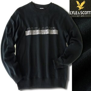 新品 ライル&スコット ロゴプリント 裏毛 スウェット トレーナー L 黒 【I52817】 LYLE&SCOTT オールシーズン 長袖 クルーネック メンズ