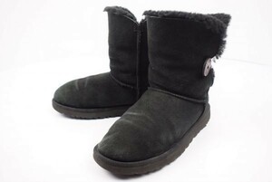 UGG★アグ★ムートンブーツ【23.0/黒】ベイリーボタン/ショートブーツ/シープスキン◆17i05