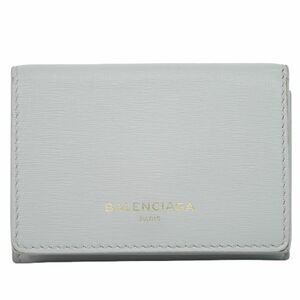 本物 バレンシアガ BALENCIAGA センシャル ミニ 折財布 コンパクトウォレット レザー グレー 490621