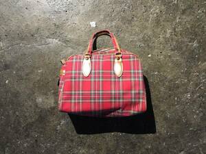 COMME des GARCONS コム デ ギャルソン レザー切替 タータンチェック コットン ハンドバッグ TARTAN CHACK HAND BAG GM-K202