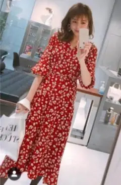 Mila Owen ミラオーウェン 花柄 カシュクール ロング ワンピース S