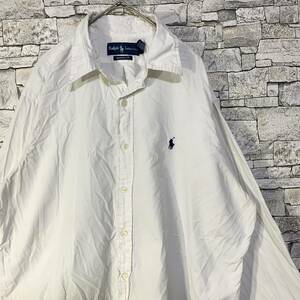 Ralph Lauren ラルフローレン 長袖シャツ ロゴ刺繍ボタンダウンコットンシャツ CLASSIC FIT ホワイト L