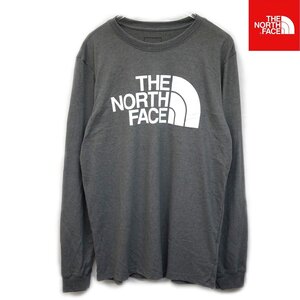 USA限定新品 ノースフェイス ビッグハーフドームロゴ 長袖Tシャツ (M) グレー THE NORTH FACE L/S HALF DOME T ロンT カットソー /ja154