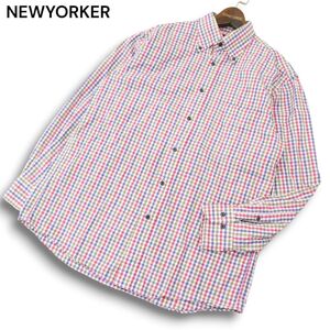 NEWYORKER ニューヨーカー 通年★ 長袖 ボタンダウン チェック シャツ Sz.L　メンズ　A4T09436_9#C