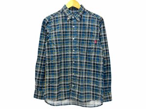 STUSSY (ステューシー) 長袖シャツ プリント薄手ネル 背中プリント入り チェック ブルー系 S メンズ（DESE）/025