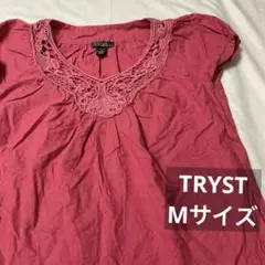 TRYST チュニック Vネック レースブラウス かぎ針編み 半袖 レディース