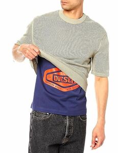 新品 定価30.800円■DIESEL ディーゼル K-RAPIDS KNIT WEAR メッシュニット Tシャツ レイヤード メンズ 夏物