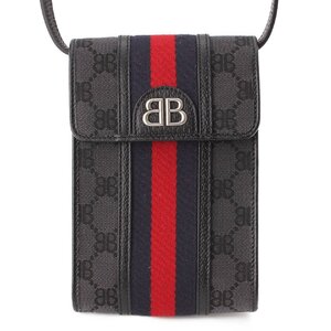 【グッチ】Gucci　ハッカープロジェクト GG ポシェット ショルダーバッグ 680130 ブラック 【中古】【正規品保証】203143