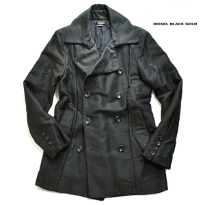 【定価７万】 ディーゼル ブラックゴールド 絶品◎ コットンウール デザイン Pコート 黒 S メンズM 程 アウター diesel black gold 