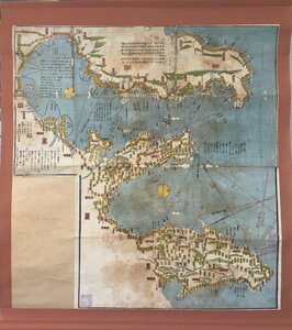 古地図『江戸期 東京湾・千葉・伊豆 彩色木版地図』 掛け軸