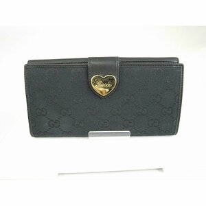 中古 グッチ 財布 GUCCI 二つ折り Wホック GGキャンバス グッチ シマ ハート レザー 203550－2149 長財布 T143374