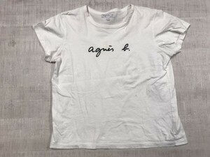 アニエスベー agnes b. 日本製 レトロ モード Y2K セレブ チビT ピチT トップス 半袖Tシャツ カットソー レディース ロゴプリント 3 白