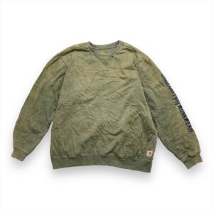 カーハート スウェット カーキ carhartt 古着 メンズ XL ワンポイント ロゴ シンプル