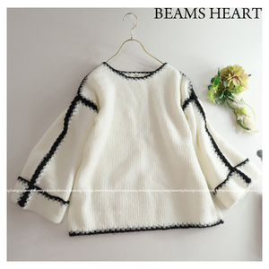 ビームスハート BEAMS HEART★大人可愛い♪ふんわり配色ライン入りニットプルオーバートップス