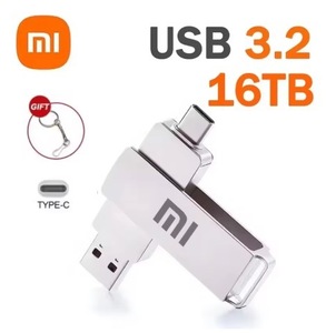 【Xiaomi】超高速3.2 TYPE-C USBメモリ 16TB 2in1 フラッシュメモリ シルバー マルチデバイス対応 外付け スマートフォン 車 PC TV