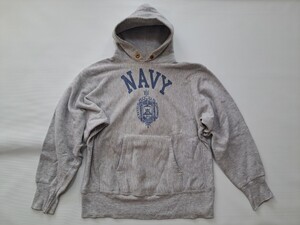 80s プリントタグ NAVY 染み込みプリントChampion REVERSE WEAVE M チャンピオン リバースウィーブパーカー USA NAVAL ACADEMY スウェット 