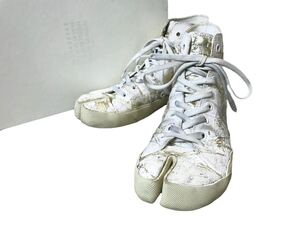 (D) Maison Margiela マルジェラ 19AW 足袋 TABI キャンバス ハイカット スニーカー 41 ホワイト ゴールド ハイトップ シューズ (ma)