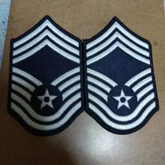 米軍空軍・階級章 ☆黒 白 ストライプ 2枚セット