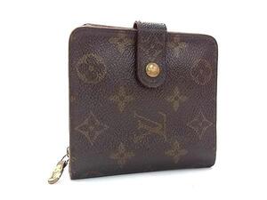 1円 LOUIS VUITTON ルイヴィトン M61667 モノグラム コンパクトジップ 二つ折り 財布 ウォレット 小銭入れ ブラウン系 BL6256