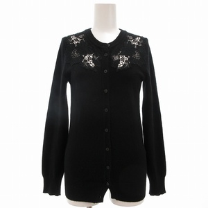 ドルチェ&ガッバーナ ドルガバ DOLCE&GABBANA カーディガン 長袖 カシミヤ 花柄レース 黒 ブラック /UO ■EC レディース