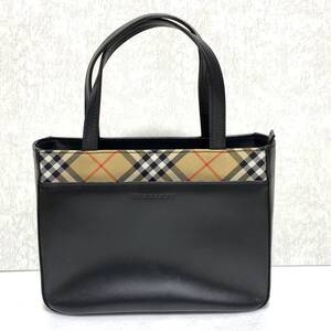 バーバリー ハンドバッグ レザー ノバチェック BURBERRY トートバッグ 黒 ブラック 鞄 カバン