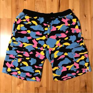 ★美品★ マルチカモ スウェット ハーフパンツ Mサイズ a bathing ape BAPE shorts pants candy camo multi エイプ ベイプ 迷彩 ショーツ