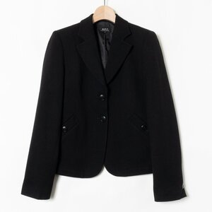 A.P.C. アーペーセー テーラードジャケット ブラック ウール100 レディース 38 ブレザー 2つボタン センターベント 無地 綺麗め 肩パッド