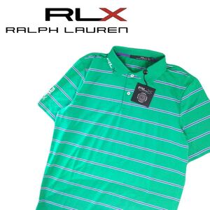 新品タグ付 最高級 好配色 RLX Ralph Lauren 吸水速乾 ストレッチ ボーダー 半袖ポロシャツ メンズS ラルフローレン ゴルフウェア 2408165