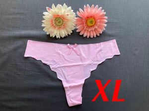 即決☆ウェーブカットシームレスTバック☆ピンク☆XL