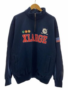 X-LARGE◆ホッケー ハーフジップスウェット/Lサイズ/コットン/ネイビー/101234012020/エクストララージ